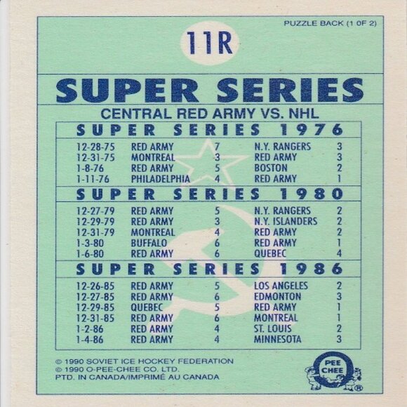 Central Red Army - Vintage 1990 O Pee Chee Super Series Card - Card Number 11R - Picture 2 of 2